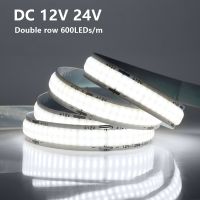 Double Row COB LED Strip 12V 24V Super Bright High Density 600 LEDs/m Linear Dimmable Flexible FOB LED Tape Light Bar 0.5M-5M