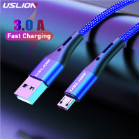 USLION Micro USB Cable Fast Charging สำหรับ Samsung S7 Xiaomi Android Redmi Note 5 Pro Data Cable Charger สายไฟ3M ศัพท์มือถือ