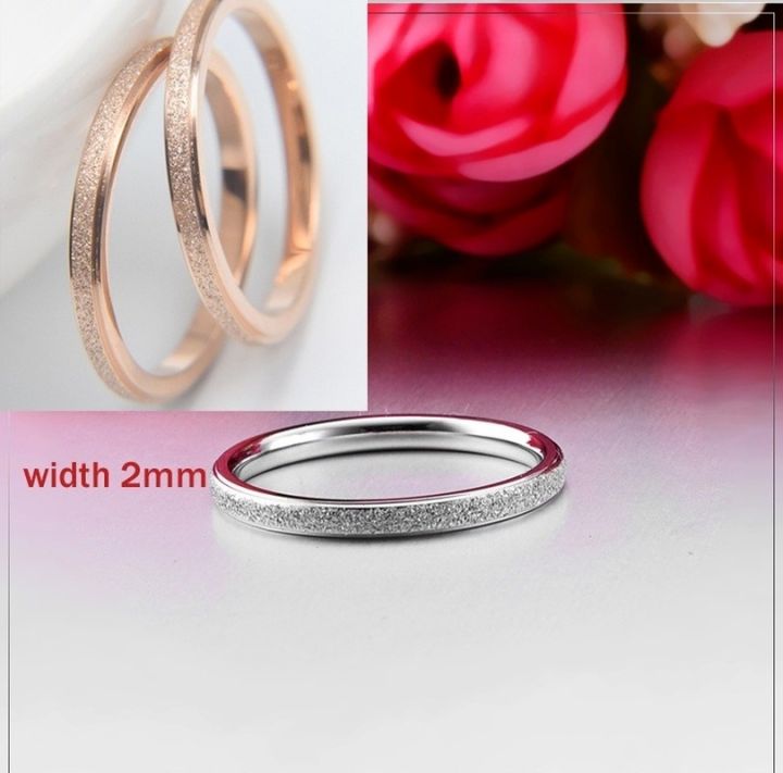 wholesale-high-quality-scrub-titanium-steel-rings-for-women-2-mm-width-finger-rings-gift-girl-fashion-party-jewelry