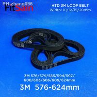 FitSain-HTD 3M Timing Belt 576/579/585/594/597/600/603/606/609/624mm Rubbe Toothed Belt Closed Loop Synchronous Belt pitch 3mm