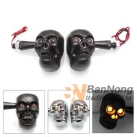 Motorcycle Metal Turn Light Skull Logo Turn Signal Indicators Blinker LED Lamp For Harley Crusier Chopper