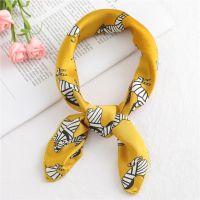 【CW】 Fashion print silk scarf square women size skinny bag tie band ribbon  neck head kerchief satin smooth foulard scarves