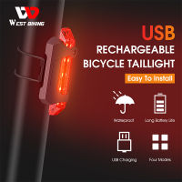 WEST BIKING ไฟจักรยานชาร์จ USB ได้,ไฟท้ายจักรยานไฟเตือนความปลอดภัยกันน้ำไฟท้ายจักรยาน