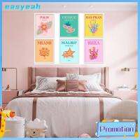 EASYEAH 9 Pcs 8x10inch โปสเตอร์ศิลปะติดผนังสำหรับท่องเที่ยว ไร้กรอบ สีสันสดใส การตกแต่งโปสเตอร์ศิลปะที่เรียบง่ายสำหรับสาววัยรุ่น สีสันสดใส พิมพ์สีสันนามธรรมความงามกระโหลกประดับห้อง ห้องนอนและห้องนอน