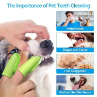 2-finger Pet Dog Tooth Cleaning Finger Sleeve Wear-resistant Pet Tooth Stains Removal Finger Brush for Pet Oral Cleaning Brushes  Combs