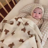 Summer New Newborn Boys Girls Little Bear Breathable Gauze Thin Cool Quilt Infant Quilt Blanket Toddler Girls Baby Cotton Quilt