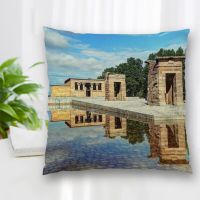 （ALL IN STOCK XZX）Customized Fuente De Cibeles Pillow Case Polyester Decorative Zipper Pillow Case Square Pillow Case 40x40cm   (Double sided printing with free customization of patterns)