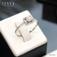 Lenya Jewelry แหวนเพชร DiamondLike รูปทรงสี่เหลี่ยมดูเก๋ไก๋ ไม่เหมือนใคร บนตัวเรือนเงินแท้ชุบทองคำขาว