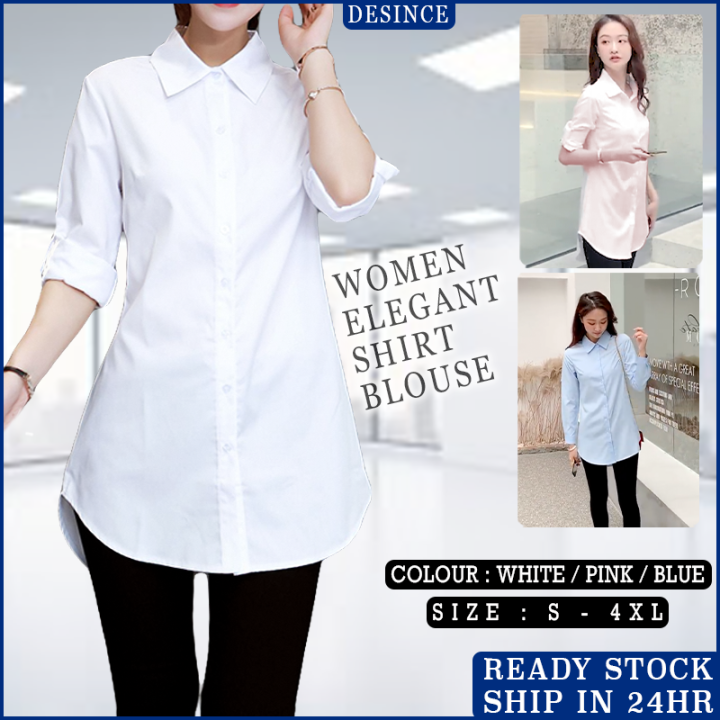 🇲🇾 DESINCE Women Blouse Long Sleeve Formal Office Shirt Work Top Casual