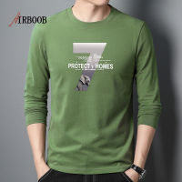 AIRBOOB เสื้อยืดแขนยาวผู้ชายสำหรับฤดูใบไม้ผลิและฤดูใบไม้ร่วงเสื้อพิมพ์ลายผู้ชายทันสมัยแบรนด์ใหม่