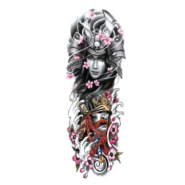 Temporary Tattoo Black Beautiful Lady Samurai Mask Girl Waterproof Fake  Sticker