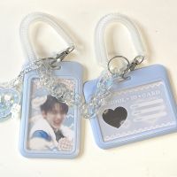 Blue Milk Pink Photocard Holder Credit ID Bank Card Photo Display Holder Bus Card Protective Case Pendant Korean Stationery