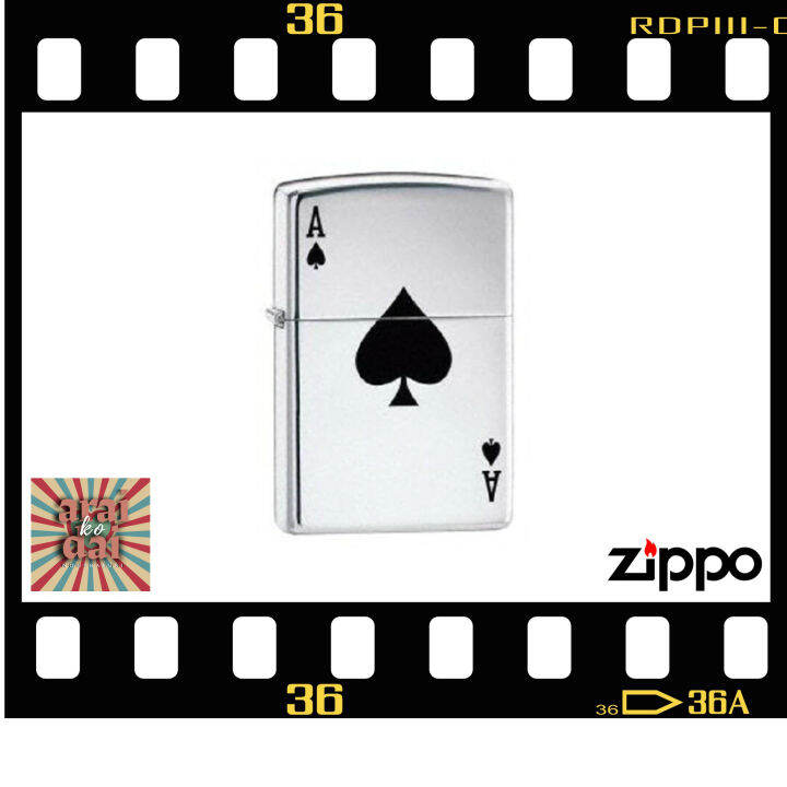 Zippo Lucky Ace of Spade, 100 ZIPPO Original from USA, new and unfired. Year 2021 Lazada.co.th