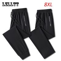 Summer Men Breathable Casual Sport Joggers Pants Mens Cool Ice Quick Dry Outdoor Tracksuit Pants Mens Trousers Plus Size 8XL Protective Gear