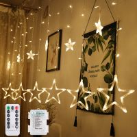 ZZOOI 110V 220V LED Star Curtain String Light Fairy Lights Christmas Garland For Wedding Party Window Outdoor Indoor New Year Decor