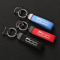 ❧⊕ Suede Keychain Sport Key Ring Custom Gift With Logo For Fiat Abarth 500 500c 500x 500l personalized key ring Car Accessorie