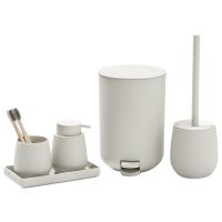 Bathroom Set Small Trash Can, Toothbrush Holder, Soap Dispenser, Dressing Table, Toilet Brush and Holder