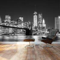 Custom 3D Photo Wallpaper Manhattan Skyline and Brooklyn Bridge Wall Mural Removable Decor Self-adhesive PVC Wall Stickers