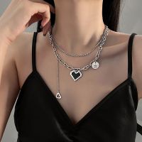 [COD] Hip-hop new multi-layer necklace niche design love glue titanium steel net red trendy