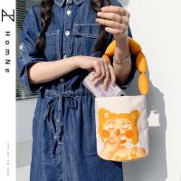 3Q illustrator cooperation model cute ugly cute expression series cotton shoulder strap bucket bag womens handbag lw 【BYUE】