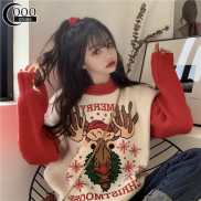 Oooo Knitted sweater for women Christmas red underknit sweater women s ins