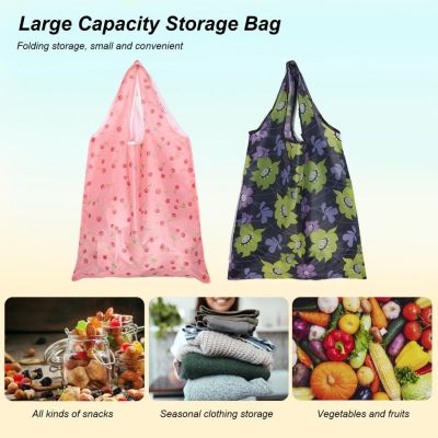 【YF】 Shopping Bag Large Capacity Tote Durable Reusable Handbag Foldable Storage Pouch with Hook Fashion Accessory