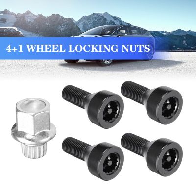4+1/Set M12 x 1.5 Wheel Lock Set Black Lug Bolts For BMW E32 E34 1 3 5 6 Series Mini #36136786419 #36131180882 #36136764057 Nails  Screws Fasteners