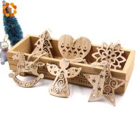 6PCS European Hollow Christmas Snowflakes Wooden Pendants Ornaments for Xmas Tree Ornament Christmas Party Decorations Kids Gift Christmas Ornaments