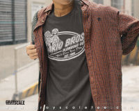 ?MARIO BROS.? เสื้อยืดร้าน Grayscale สีเข้มแขนสั้น ผ้า Cotton ?% สกรีนสียาง สวมใส่สบายระบายอากาศได้ดี