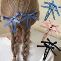 2PCS Candy Ribbon Bowknot Hair Clips Sweet Women Streamer Hairpins Girls Long Bows Barrettes Head Clip Hair Accessories