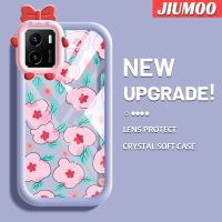 เคส JIUMOO สำหรับ VIVO Y15s Y15a Y01แฟชั่นสีชมพูลายดอกไม้สีสันสดใสน่ารักน้อยมอนสเตอร์เลนส์กล้องถ่ายรูปแบบนิ่มกันกระแทกแบบใสเคสมือถือเรียบง่ายฝาครอบป้องกันซิลิโคนความคิดสร้างสรรค์โปร่งใส