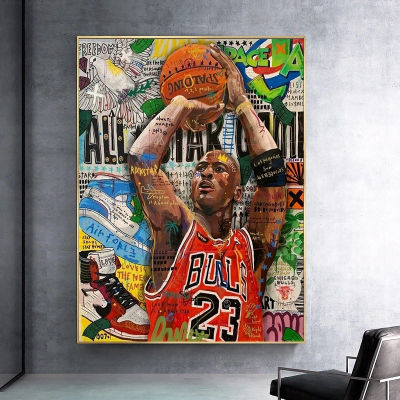 Graffiti Wall Art Famous Basketball Star Canvas Painting on The Wall Art Street Posters and Prints for Living Room Cuadros Decor