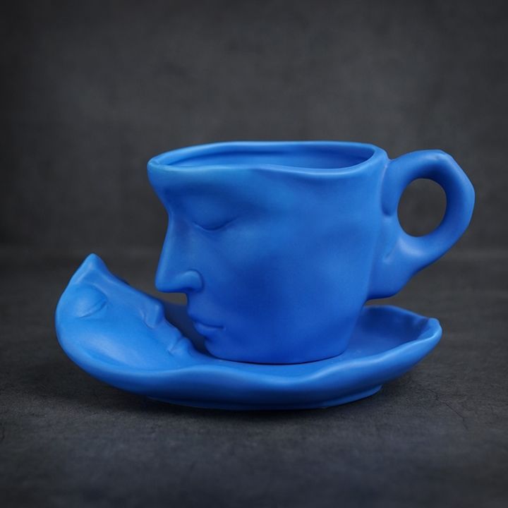 hotx-dt-european-style-bar-creative-gift-sculpture-mug-exquisite-matte-ceramic-coffee-cup-and-saucer-set