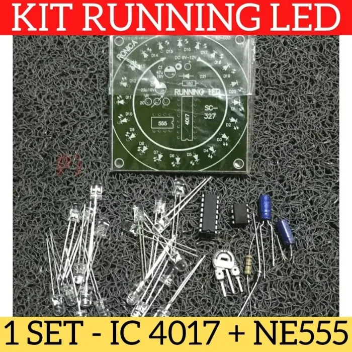 Kit Running LED DIY Plus PCB dan Komponen Komplit NE555 + IC 4017