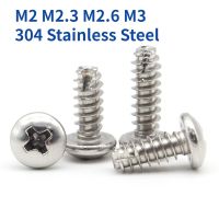 M2 M2.3 M2.6 M3 304 Stainless Steel Cross Round Head Cutting Tail Self Tapping Screw Phillips Pan Head Screws Nails Screws  Fasteners