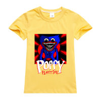 เสื้อยืดชุดเดรสคอกลมสำหรับหน้าร้อน Poppy Playtime เสื้อผ้าเด็กแขนสั้นสำหรับเด็กผู้หญิงเสื้อยืดสำหรับเด็กเด็กผู้ชายเด็กผู้หญิงบาง100% ผ้าฝ้าย0000