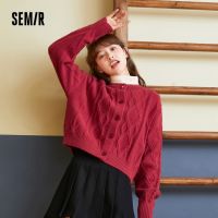 SEMIR เสื้อกันหนาวตัวโคร่งสำหรับผู้หญิงเสื้อสเวตเตอร์ถักแขนกุดทรงหลวมสไตล์ใหม่สำหรับฤดูหนาวปี2021เสื้อกันหนาวสวมสบายเรียบง่าย