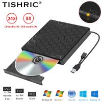 Titric Type C/ USB 3.0 DVD CD ไดรฟ์ภายนอก DVD/CD-ROM RW อ่านเครื่องเขียนเครื่องเล่น CD และ DVD ภายนอกสำหรับพีซีแล็ปท็อปเดสก์ท็อป