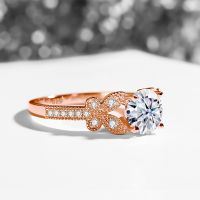 Rose Gold 1 Carat Moissanite Butterfly Rings For Women Dainty Gift For A Girl 2023 Trend Luxury Jewelry Female With Ceritificate