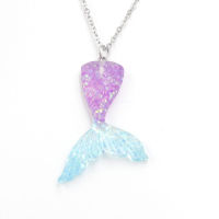 [COD] จุดสีไล่ระดับสีพราวสร้อยคอนางเงือกสแตนเลสสร้อยคอจี้หางปลา Mermaid Necklace