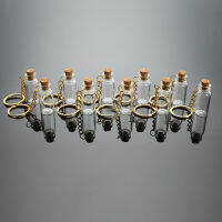 HONG 5pcs Mini Glass Bottle Vial Tube Potion Perfume Cork Jars Wish Pendant Charm