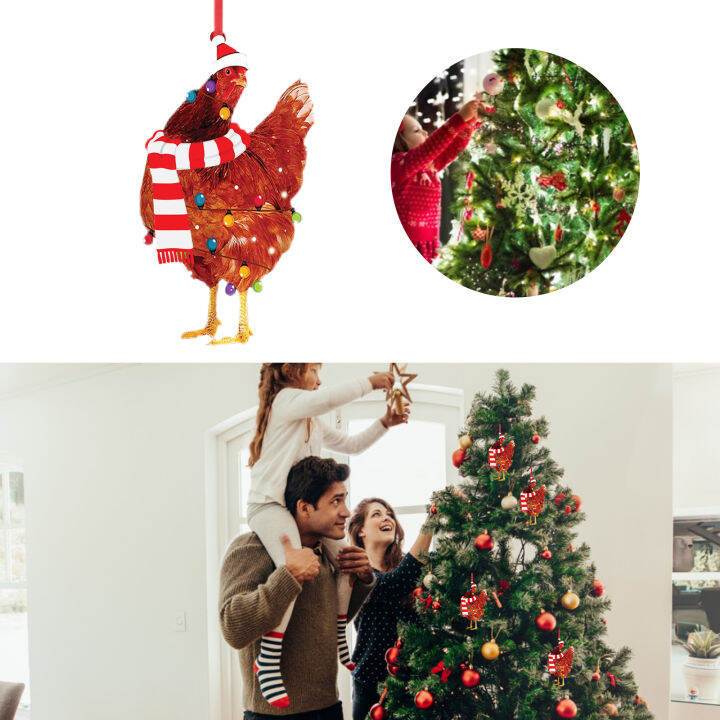 ไม้-chrismas-tree-จี้ประณีต-hen-christmas-cocks-art-ตกแต่ง-xmas-ไก่-rooster-จี้ปีใหม่-ornaments