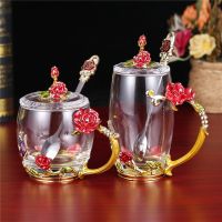 【CW】◊☋๑  Enamel Cup Heat-resistant Glass Couple Drinking