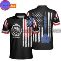 Xzx180305 Personalized Name Darts 3D Printed Summer Polo Shirt Unisex Darts Athlete Team T-shirt polo POL-52 (Private Chat Free Name&amp;Logo Change)