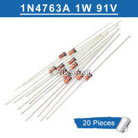 20pcs 1N4763a 1N4763 Power Zener Diode 1W 91V Do-41 (Do-204Al) Axial 1Watt 15Volt IN4763 IN4763A