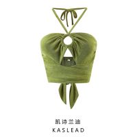 KASLEAD new womens clothing in Europe and the wind hang neck strapless top fashion condole belt vest with sexy spice wind ❤