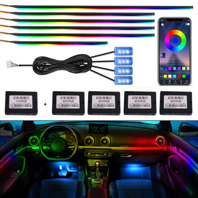 18 in 1 Symphony Car Ambient Light RGB 64 Color Interior Decoration Acrylic Strip Light By App Control Decorative Lamp Dashboard