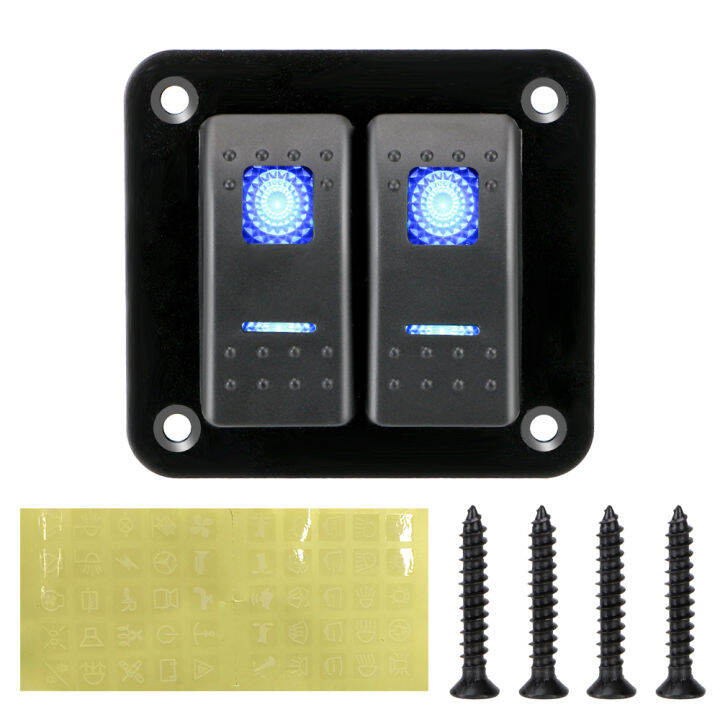 2 Gang Rocker Switch Panel LED Waterproof Switch Panel For Car Marine