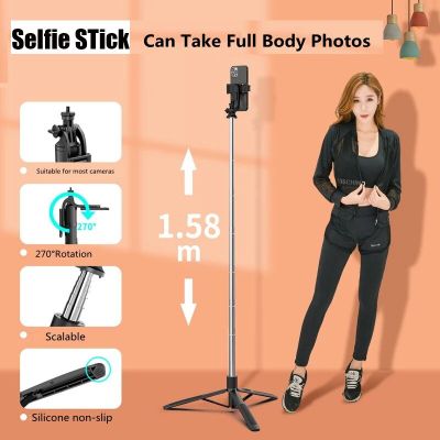 1580mm Bluetooth Tripod Foldable Monopod Wireless Selfie Stick For IPhone 13 12 pro Smartphone Gopro 10 9 8 DJI Action 2 Cameras