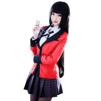 【ร้อน】หญิงชุดเต็มของ Kakegurui เครื่องแต่งกายคอสเพลย์อะนิเมะ Yumeko Jabami เด็กนักเรียนเครื่องแบบแจ็คเก็ตเสื้อกระโปรงถุงน่องผูก